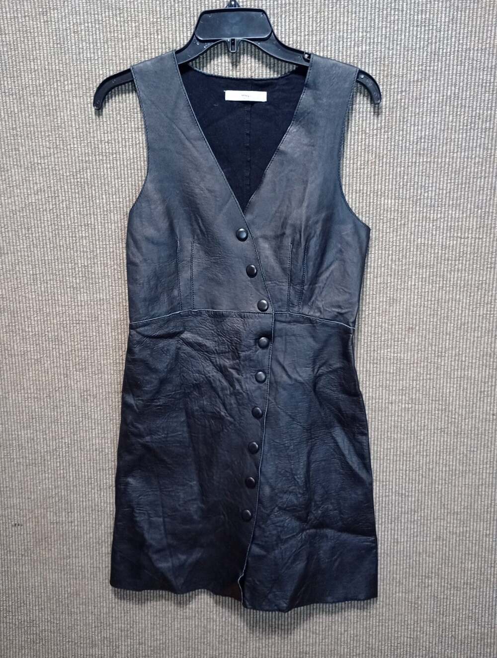 MNG 100% SHEEP LEATHER BLACK DRESS SIZE XS